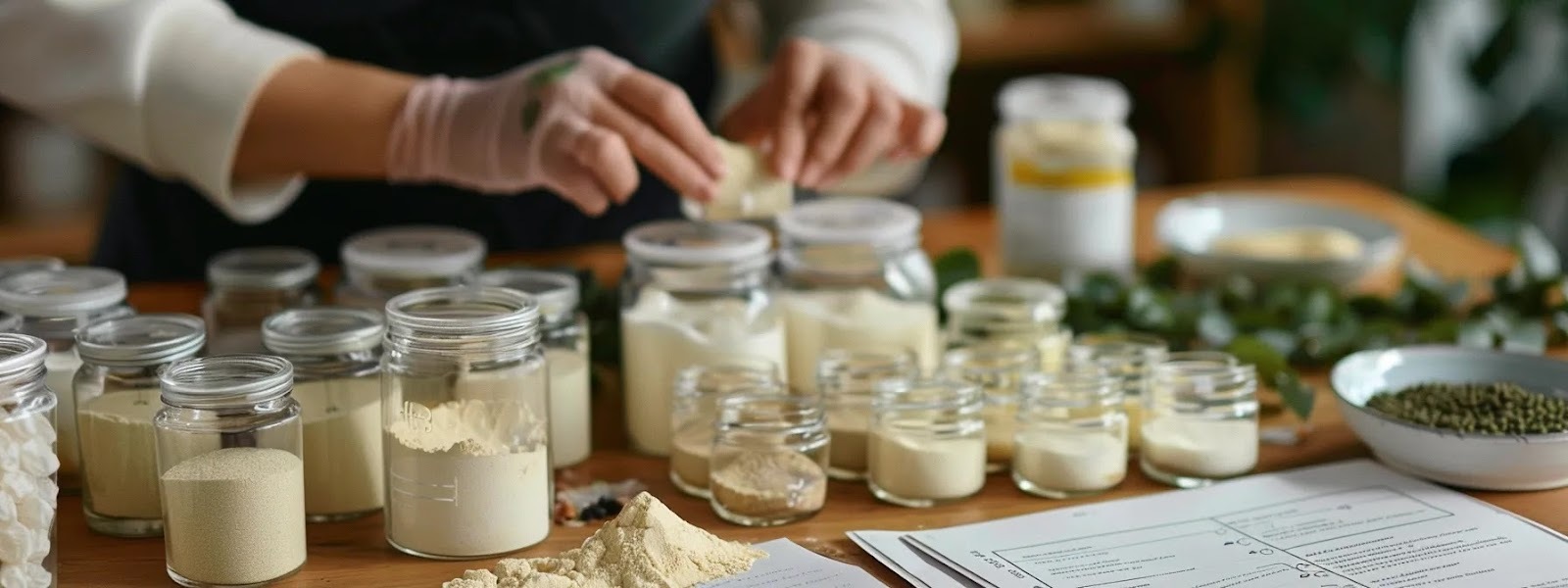 Variety of powdered foods